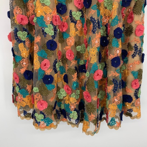 Anthropologie Bhanuni by Jyoti Skirt Florence Embroidered Floral Tulle - Picture 9 of 15